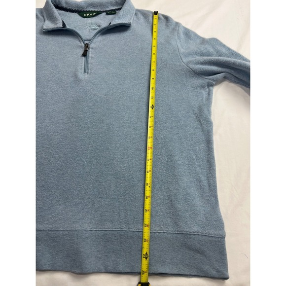 ORVIS Men's Large Light Blue 1/4 Zip Pullover Sweatshirt Embroidered Fish E12 - Picture 11 of 12